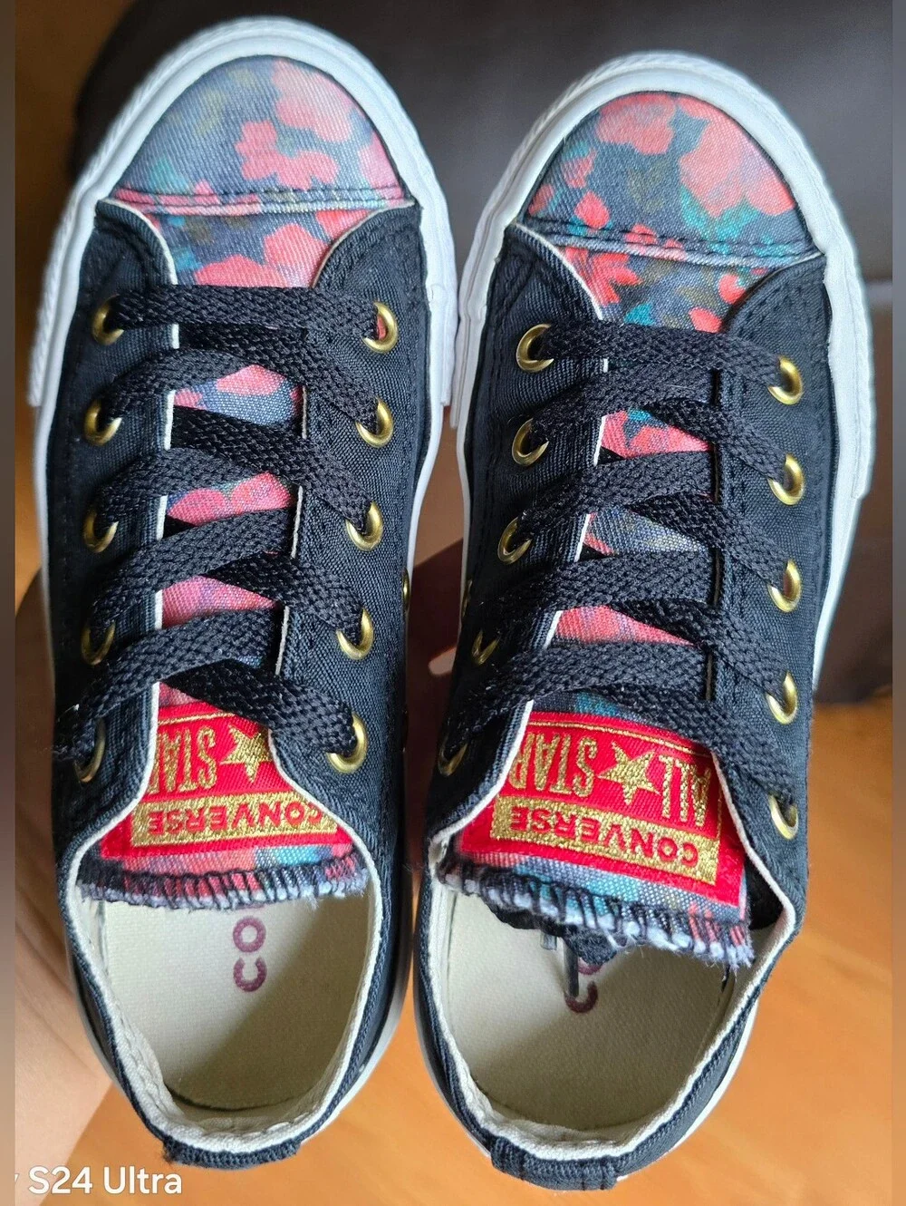 Sz 12 Toddler Girl's CONVERSE CTAS OX 'Black Cherry Red Floral' Low Top Shoes